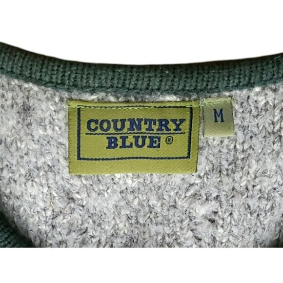 VTG Knit Sweater Vest Embroidered Flowers Gray Country Blue Wool Blend Womens M - Picture 2 of 11